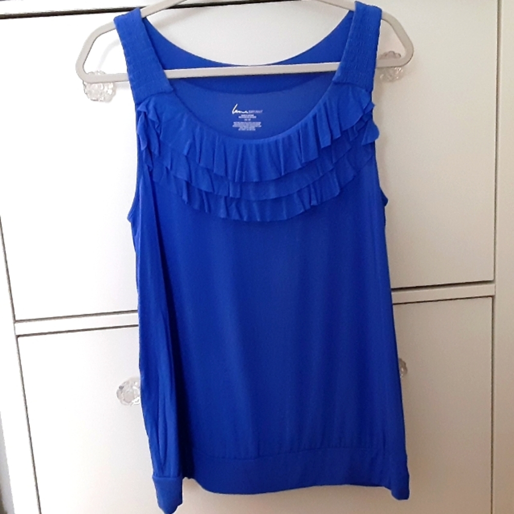 Lane Bryant Blue Ruffle Tank